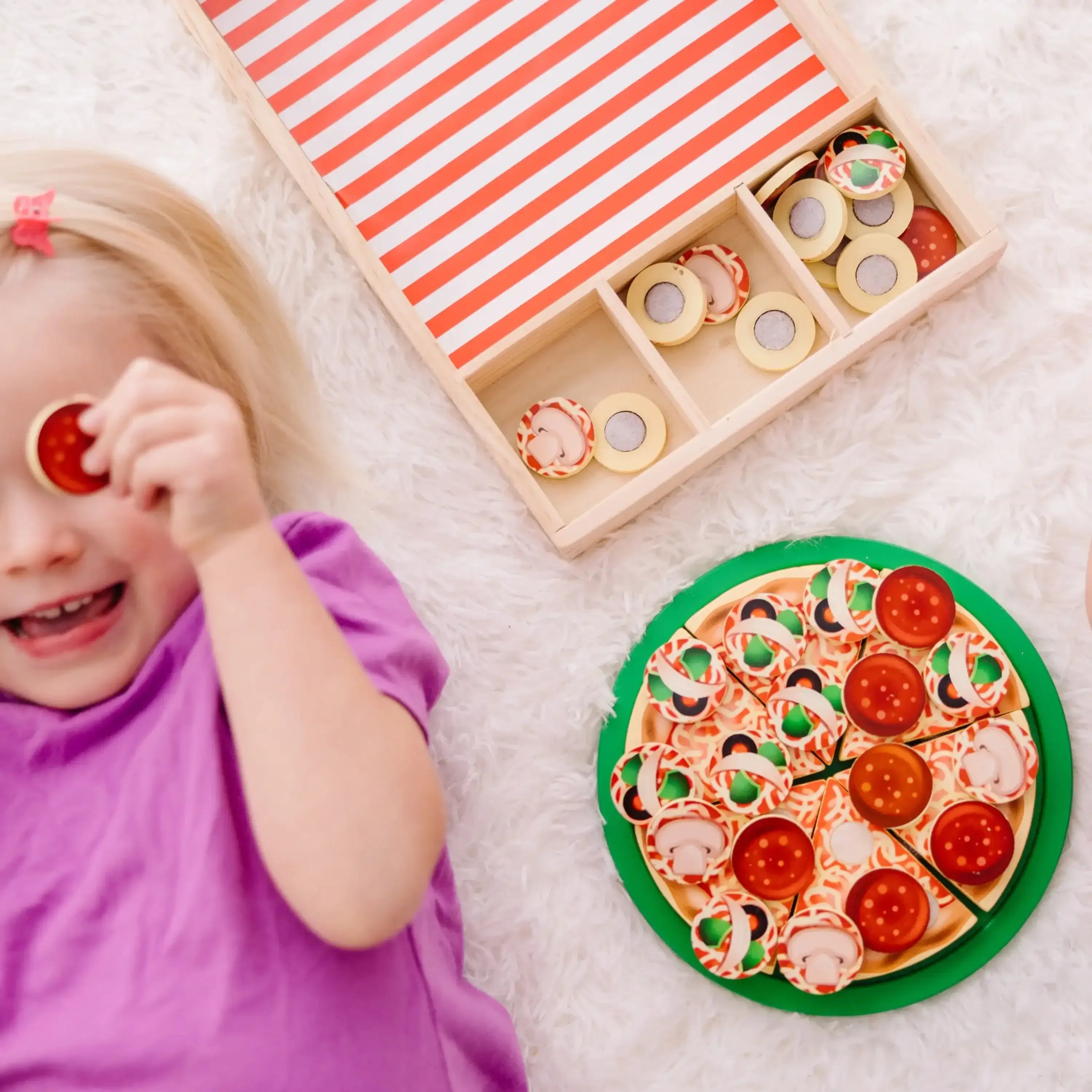 Melissa & Doug Wooden Pizza Party Play Food Set with 36 Toppings for Toddlers Age 3+ - USA MEGA SHOP