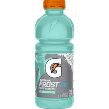 Teal Gatorade Frost Thirst Quencher bottle with orange cap and front label