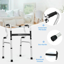 Medical mobility walker with padded hand grips, reinforced crossbar, and non-slip feet caps
