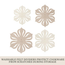 Washable felt dividers set of four, flower-shaped protectors