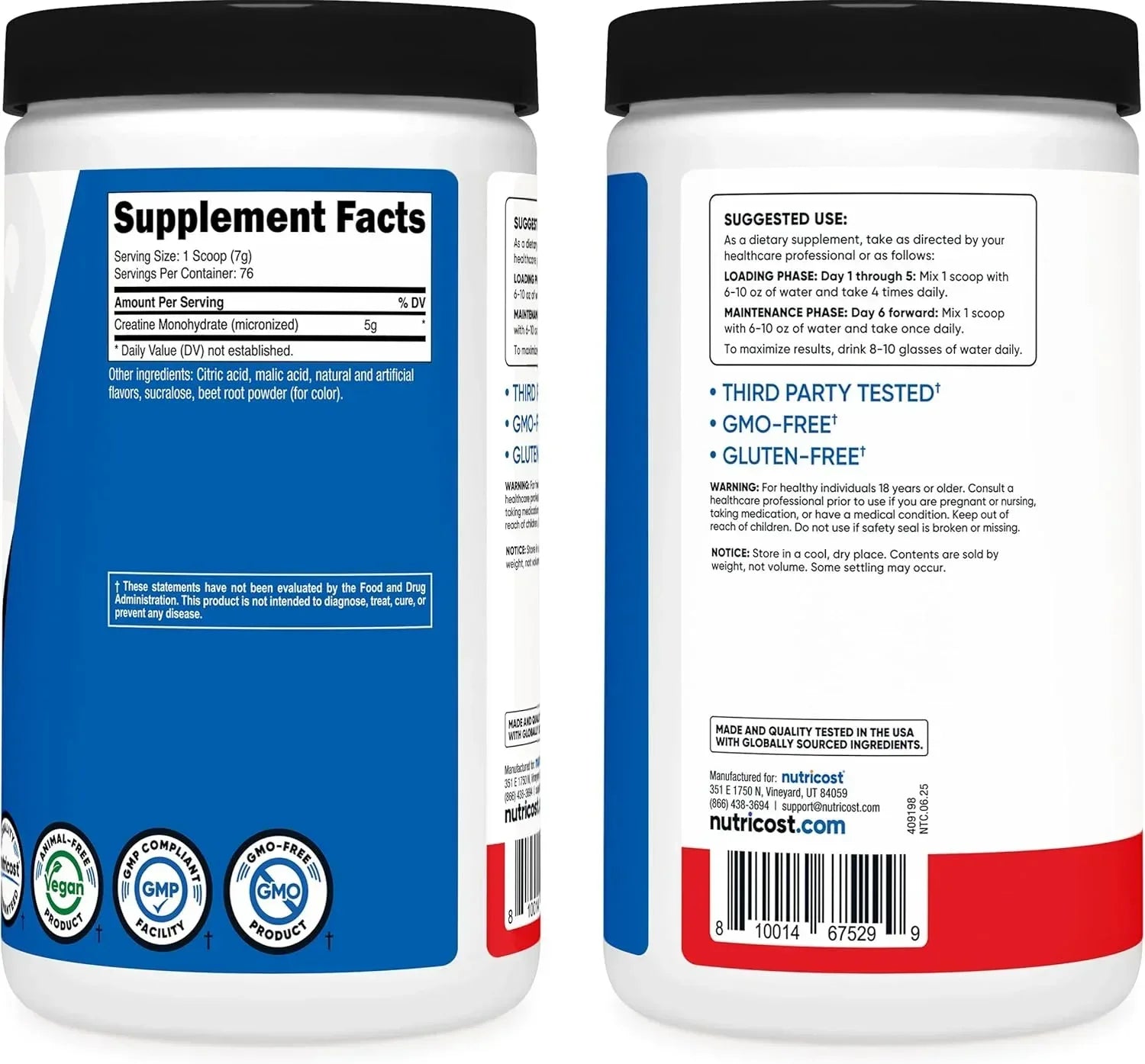 Nutricost, Performance, Creatine Monohydrate, Pineapple Mango, 1.1 lb (500 g)