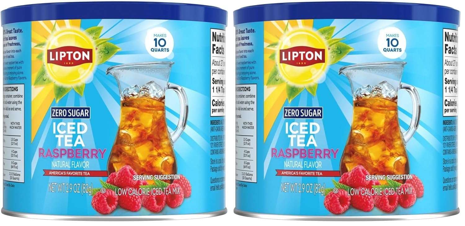 Lipton Zero Sugar Iced Tea Mix, Raspberry Flavor Black Iced Tea, Makes 10 Quarts (select size)