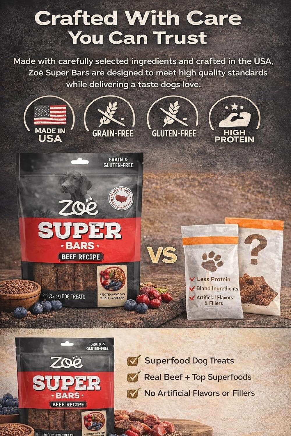 Zoe Super Bars Beef Recipe 2lb Bag