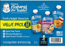 Toddler fruit & veggie favorites value pack box with 12 pouch varieties