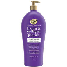 Purple biotin collagen peptide conditioner bottle with gold pump