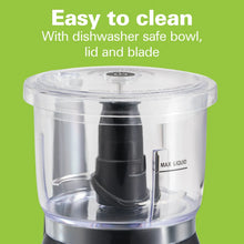 Hamilton Beach 3-cup food chopper, transparent bowl with black blade housing