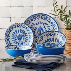 Member'S Mark 12-Piece Bamboo Melamine Dinnerware Set (Assorted Colors)