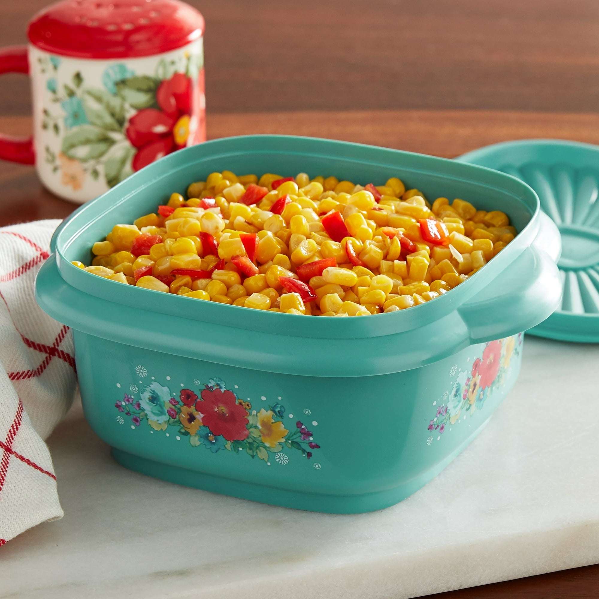 The Pioneer Woman 5 Cup Plastic Food Storage Container with Lid, Breezy Blossom