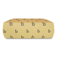 Natural paper towel roll with rounded top, brown repeat "b" wrapper