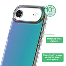 Opalescent phone case for iPhone Air, iridescent back with raised camera bezel and grips