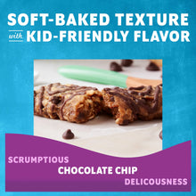 Zbar chocolate chip soft-baked snack bar texture with visible chocolate chips