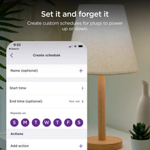 Mobile app schedule screen for indoor smart plug control