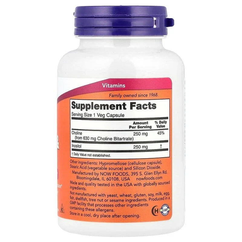 NOW Foods, Choline & Inositol, 100 Veg Capsules - USA MEGA SHOP
