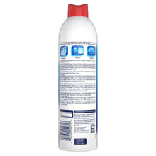 Foam glass cleaner aerosol bottle, white with red cap and blue back label