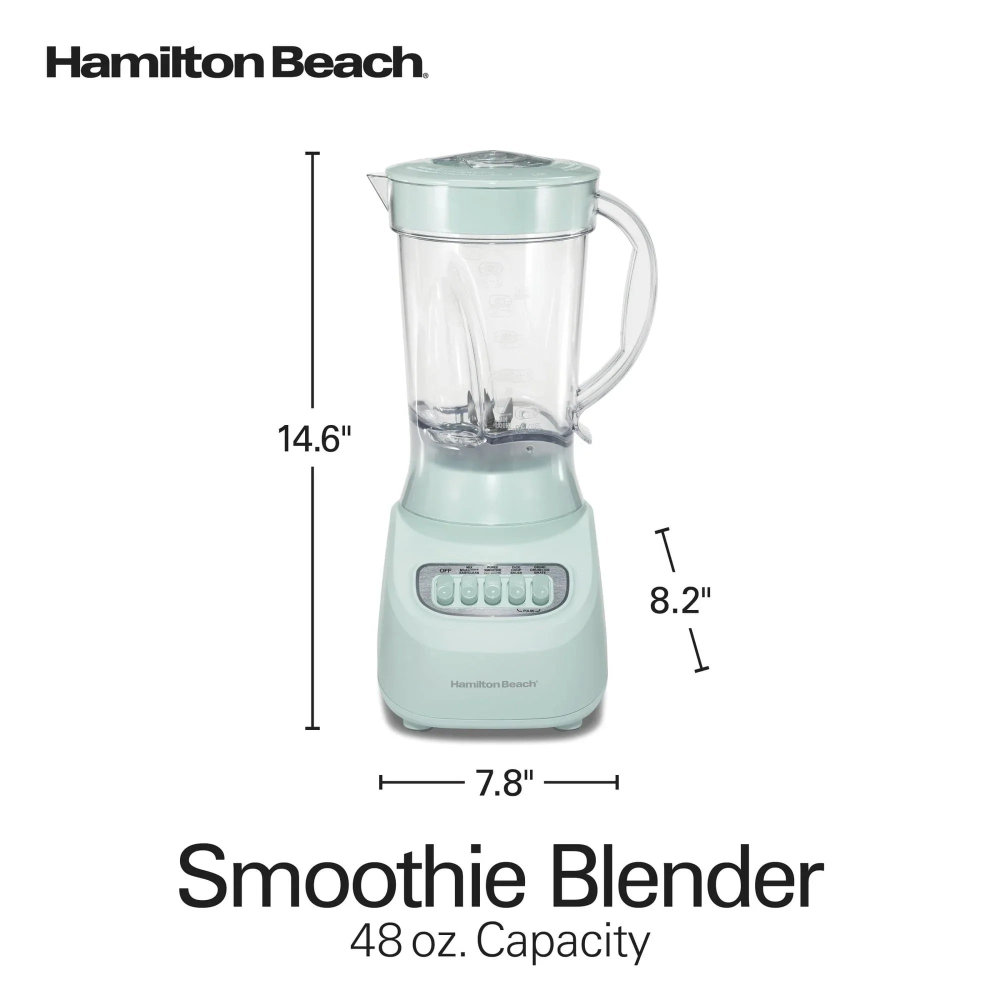 Hamilton Beach Smoothie Blender for Kitchen, 48 oz Jar, Great for Smoothies, Shakes and More, Mint - USA MEGA SHOP