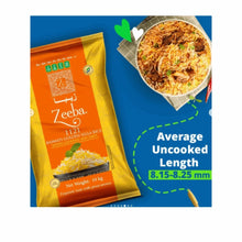 Golden rice bag beside bowl of cooked rice with length measurement graphic