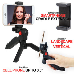 Vivitar Pistol Grip Portable Mini Tabletop Tripod for Video Vlog Stream Photography with Slip Resistant Grip