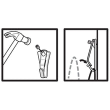 Picture hanger installation steps illustration with hammering shown