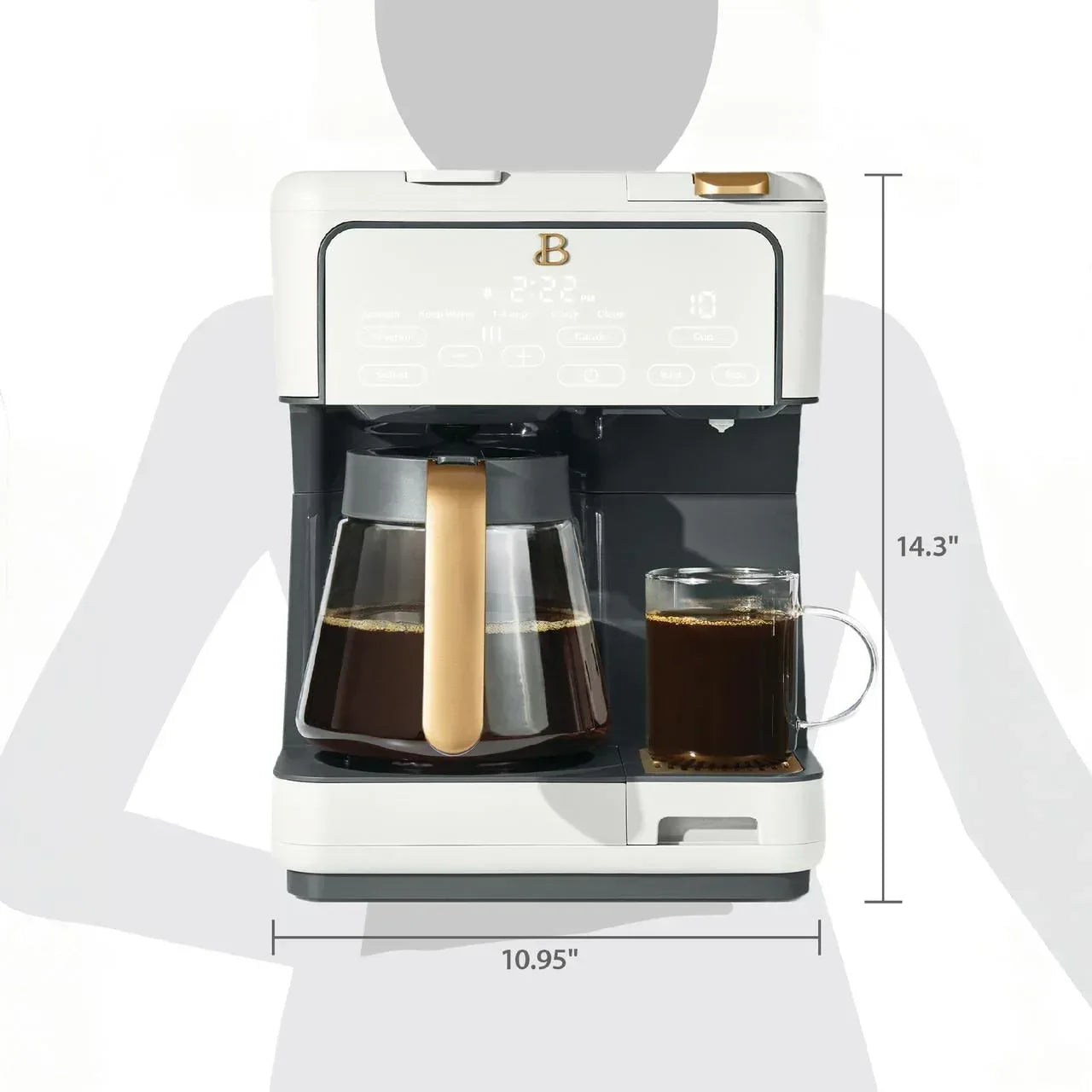 Beautiful Multi-Brew 12-Cup Programmable Drip & Single-Serve Coffee Maker, White Icing by Drew Barrymore