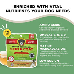 Brutus Broth Skin and Coat Meal Topper for Dogs Mega Pack (Salmon) - Pet Food Topper - Vegetable Broth Powder with Omegas 3, 6 & 9 for Skin and Coat Health - Makes Up to 130 fl oz