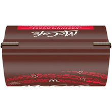 Ground coffee bag side with red coffee pattern and top seal tabs