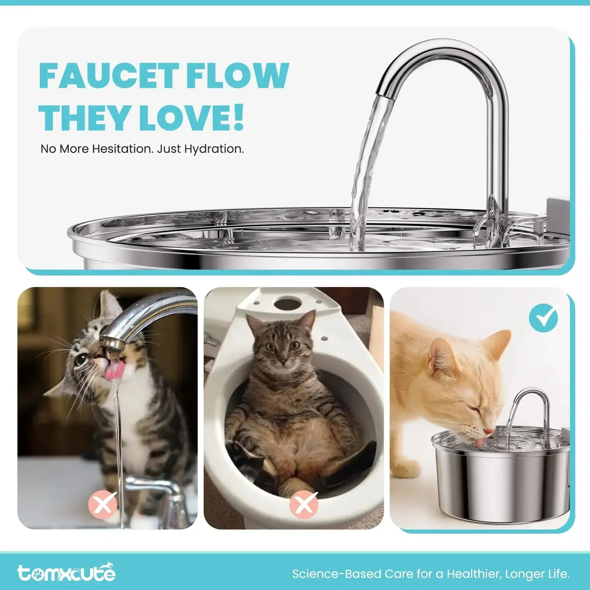 FWMB 3.2L/108oz Cat Water Fountain Premium Stainless Steel with 3 Filters, Automatic Pet Fountain Dispenser for Cats Dogs, with Ultra-Quiet Pump