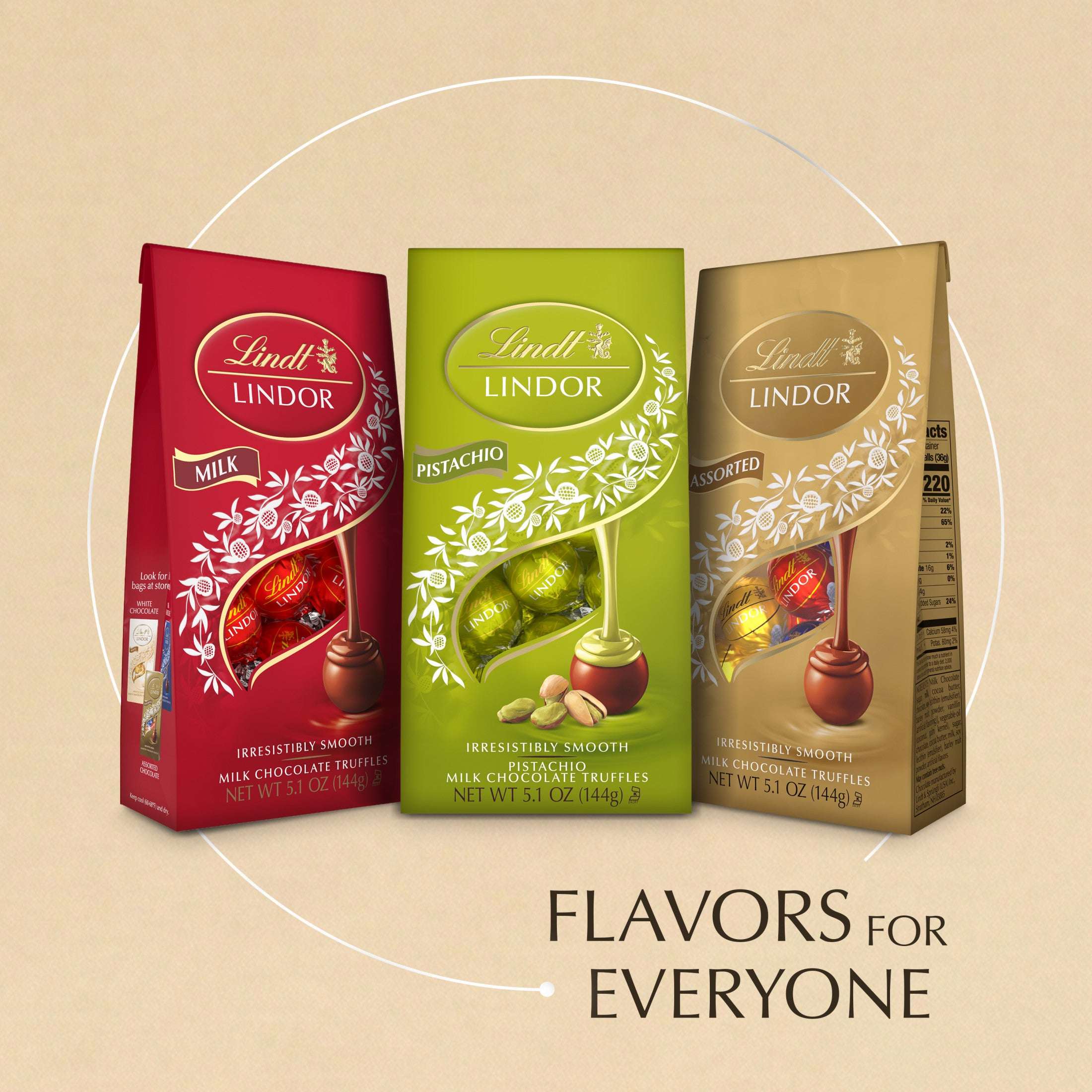 Lindt LINDOR Pistachio Milk Chocolate Candy Truffles, 5.1 oz. Bag