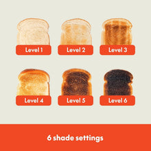 Six toast shade levels from light to dark, labeled Level 1 through Level 6