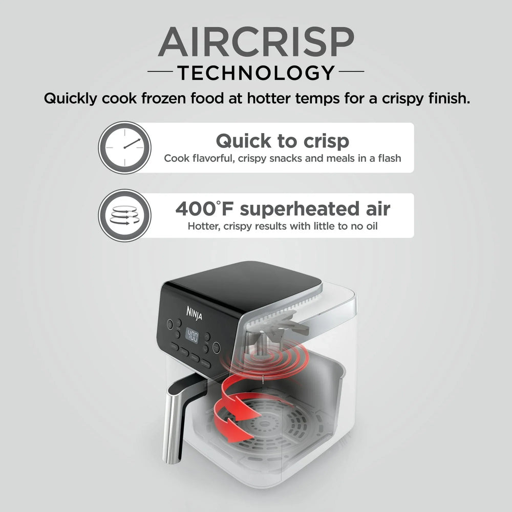 Ninja Pro 3-in-1 Air Fryer, XL 5-Qt Basket, 3 Functions, Air Crisp Technology, Non-Stick, Crisper Plate, AF140WMWH White - USA MEGA SHOP