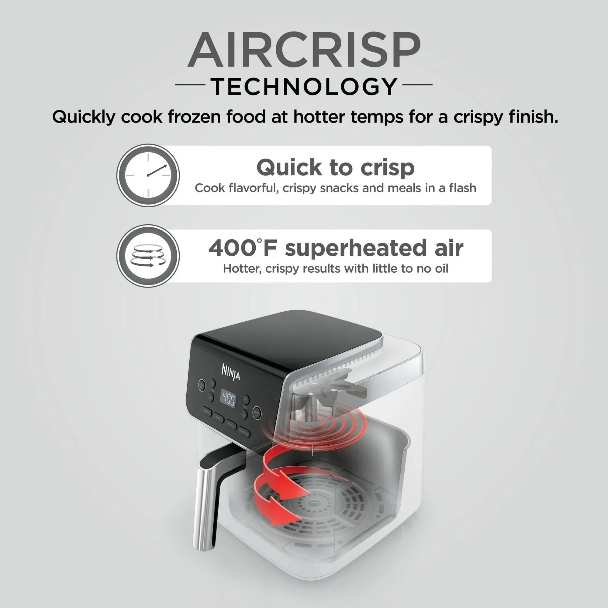 Ninja Pro 3-in-1 Air Fryer, XL 5-Qt Basket, 3 Functions, Air Crisp Technology, Non-Stick, Crisper Plate, AF140WMWH White