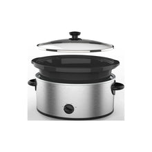6 qt manual slow cooker with stainless exterior, domed lid, black vent knob