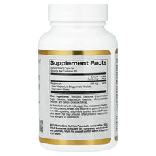 Magnesium bisglycinate supplement bottle back label with Supplement Facts