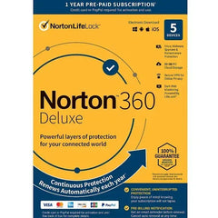 Norton 360 Deluxe, 5 Devices, 1-Year Subscription with Auto Renewal