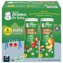 Organic baby puffs variety pack box with 6 canisters, green Grain & grow snacks