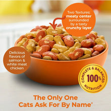 Orange bowl filled with dry cat food kibble