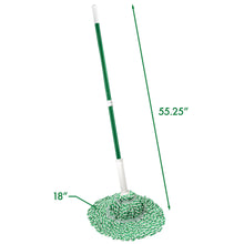 Twist mop with 18" head width and 55.25" handle length