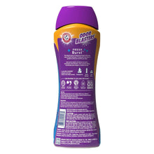 Purple in-wash laundry scent booster bottle, back label with instructions