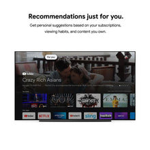 Streaming home screen with app tiles and search bar on TV display