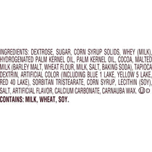 Ingredients list for malted milk egg candies, including dextrose and cocoa