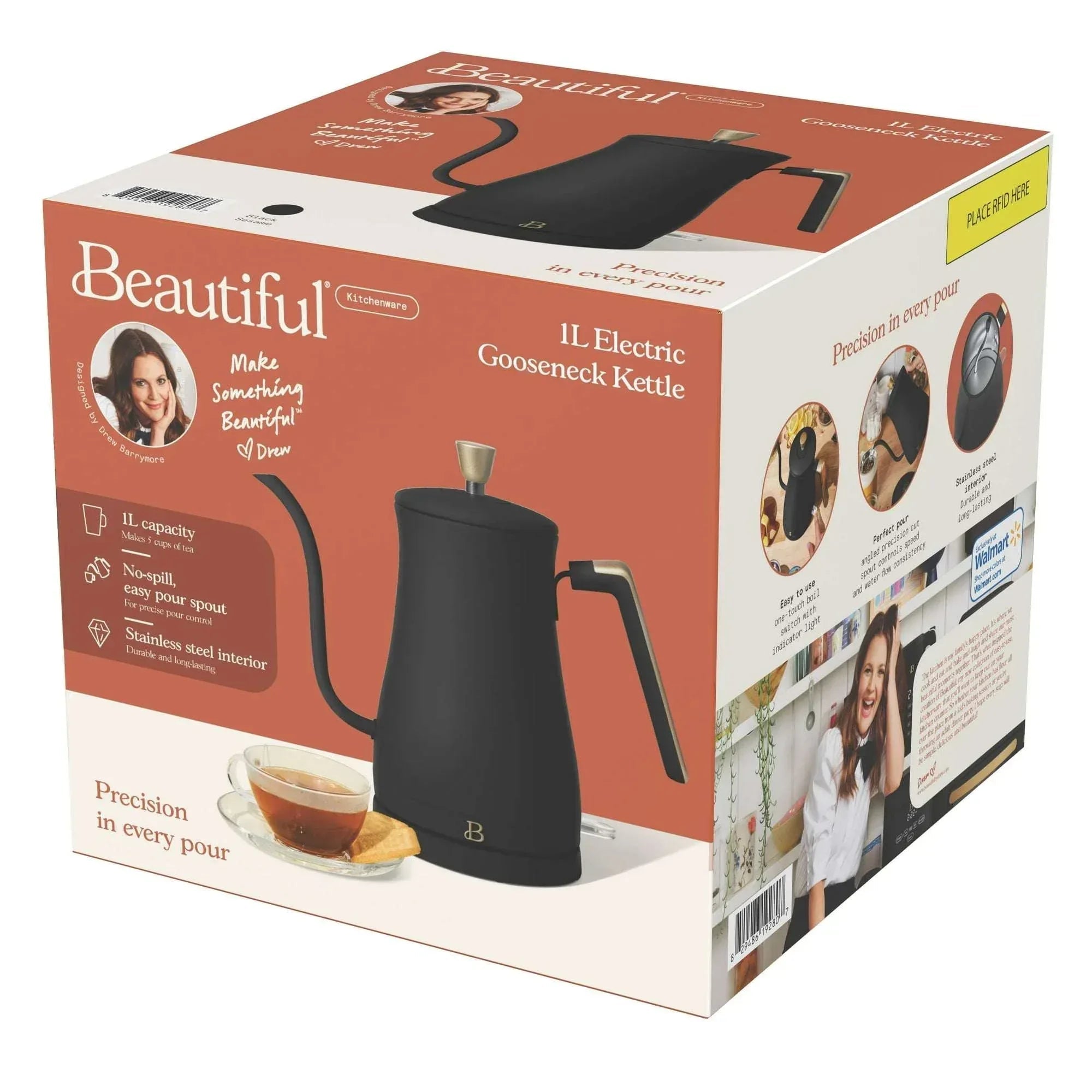 Beautiful 1-Liter Electric Gooseneck Kettle 1200 W, by Drew Barrymore