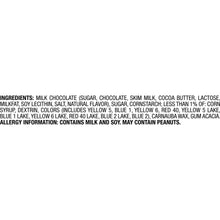 Candy box ingredients panel with milk chocolate bunny cane mix text