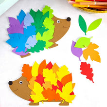 Assorted animal and leaf cutouts made from colorful cardstock sheets