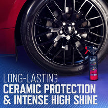 Car wheel and tire with tire shine spray bottle for ceramic protection and high shine