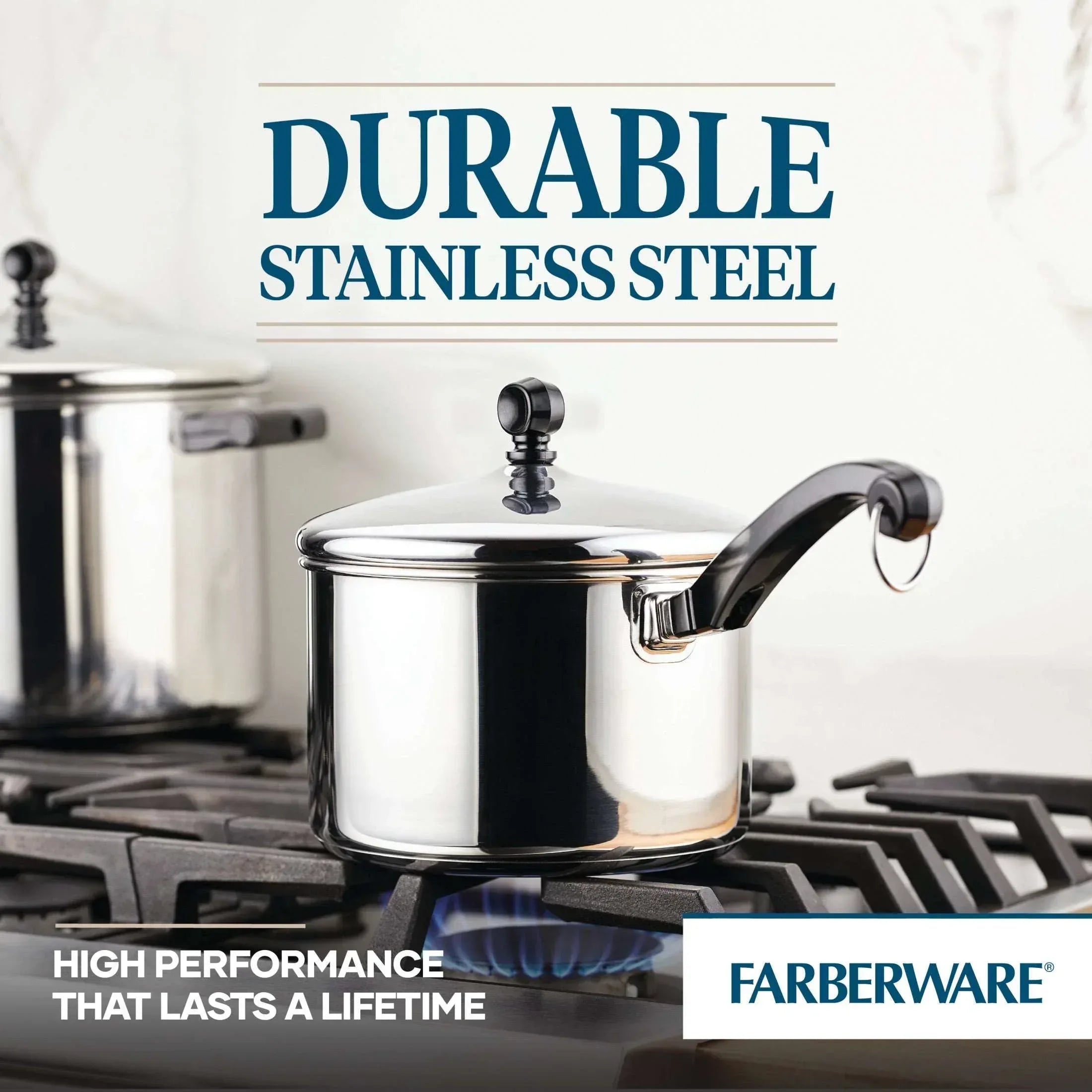 Farberware Classic Series 3 Quart Stainless Steel Sauce Pan with Lid, Induction Compatible, Metal Utensil and Dishwasher Safe, Stainless Steel