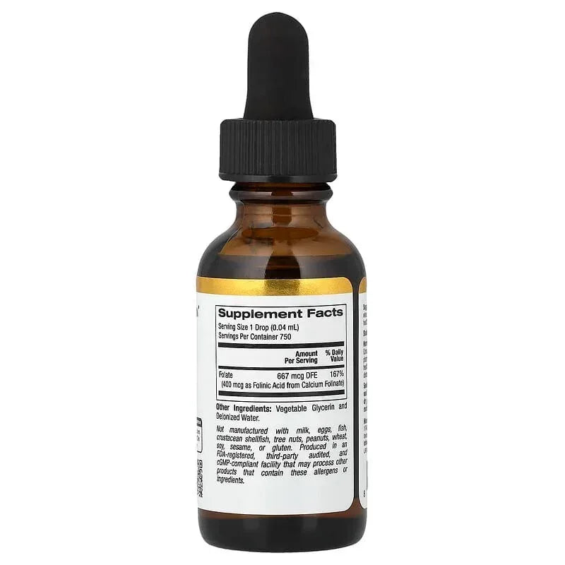 California Gold Nutrition, Folinic Acid, Alcohol Free, 1 fl oz (30 ml)