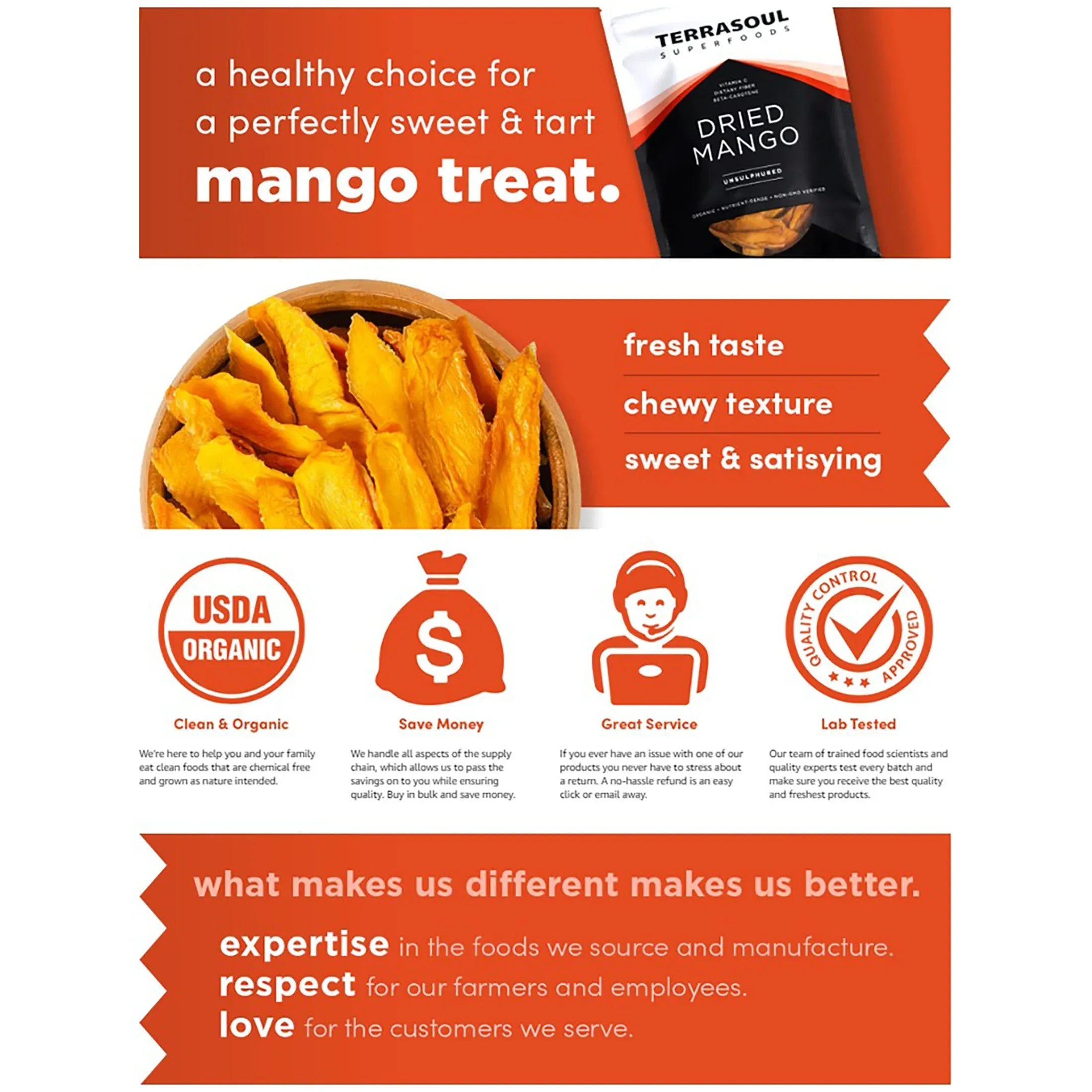 Terrasoul Superfoods Organic Dried Mango Slices, 1 Lb - Naturally Sweet & Tart | No-Added Sugar | Healthy Prebiotic