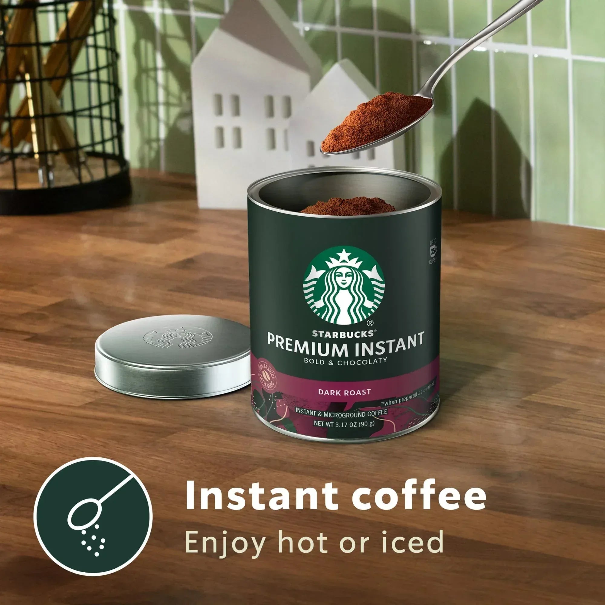 Starbucks Premium Instant Coffee, Dark Roast Coffee, Arabica Beans, 3.17 oz
