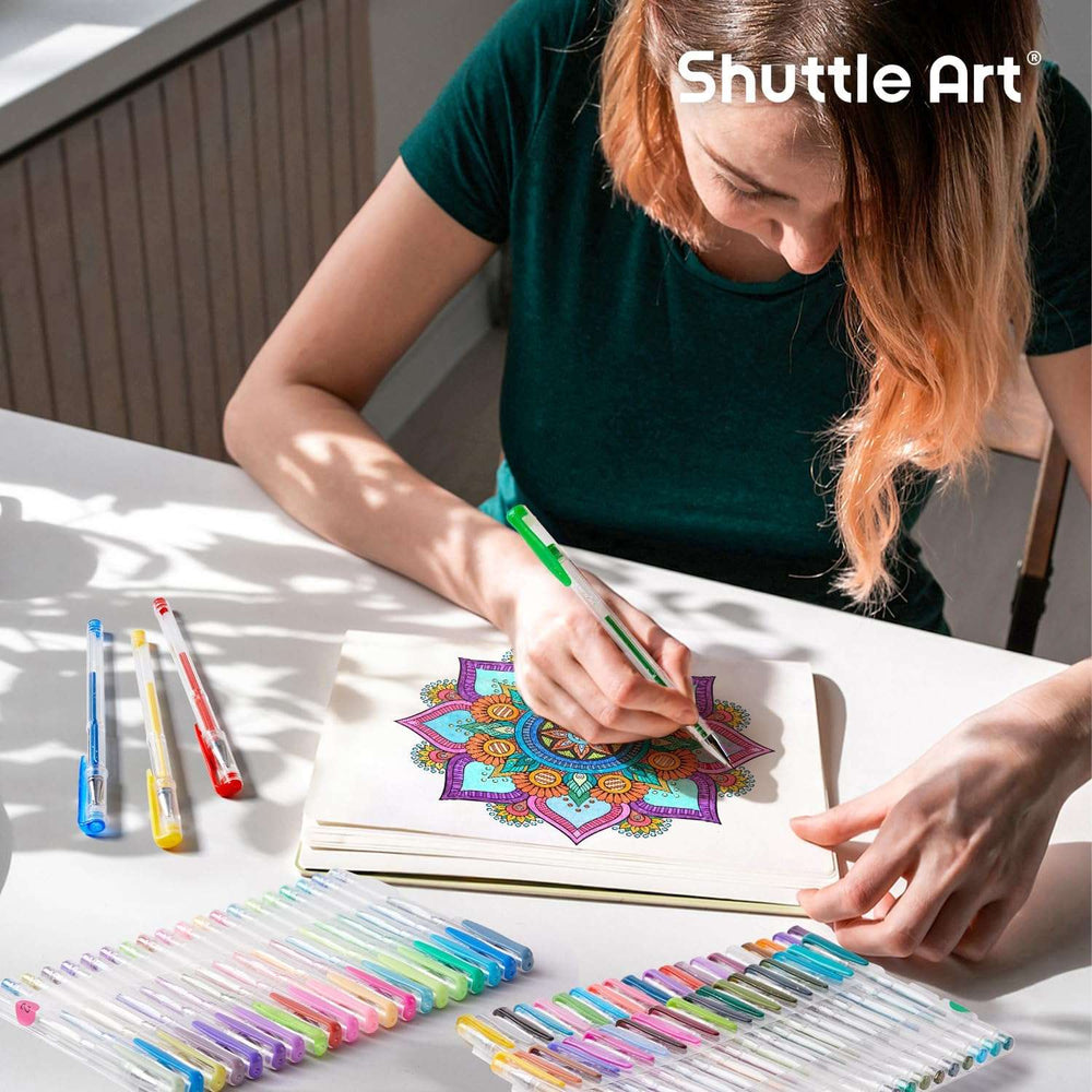 240 Pack Glitter Gel Pens, Shuttle Art 120 Colors Glitter Gel Pen Set with 120 Refills for Adult Coloring Books Craft Doodling