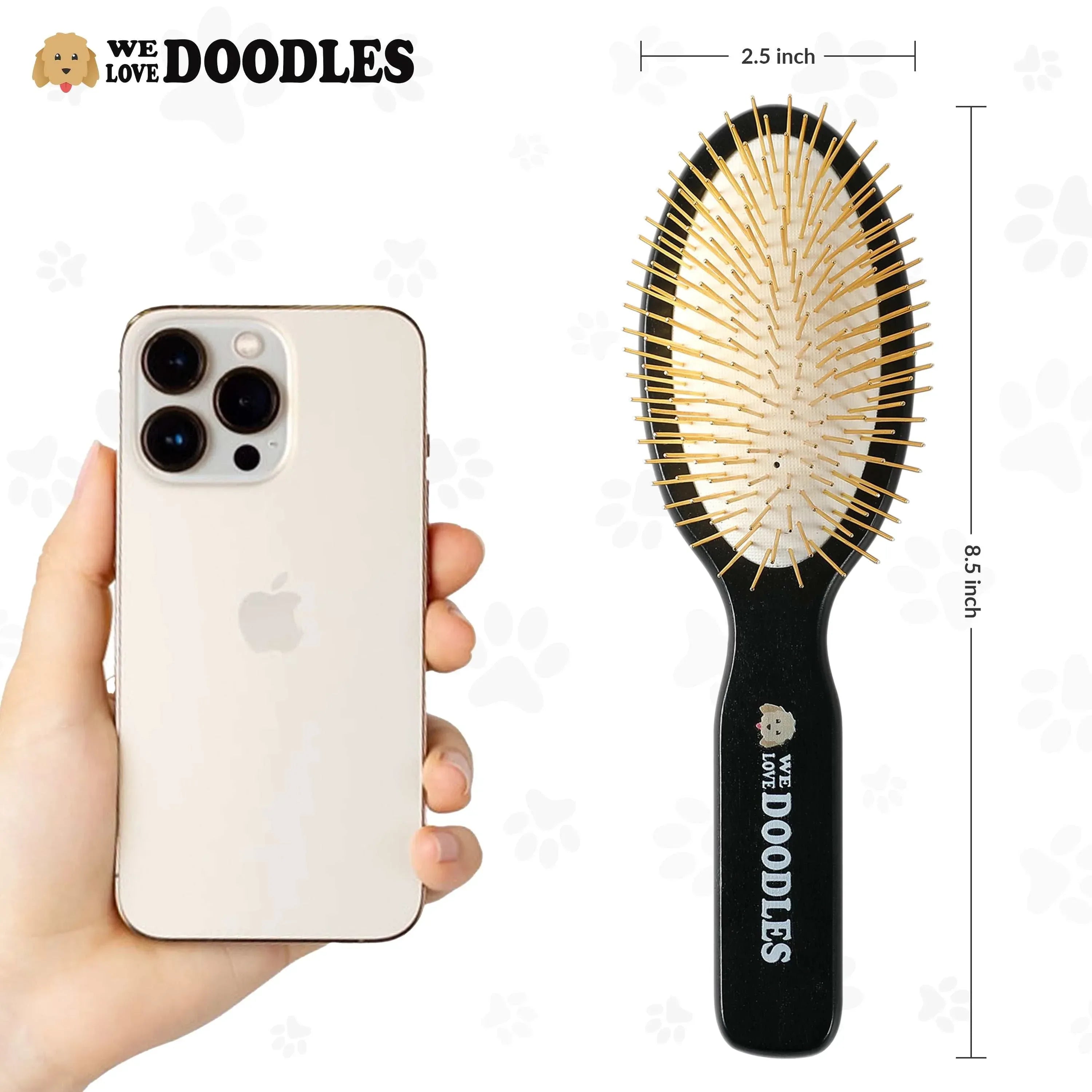 We Love Doodles Pin Brush For Dogs, Pet Grooming Detangler Pin Dog Brush, Dog Brush For Shedding & Loose Fur, Gold Pins Long Haired Pets - USA MEGA SHOP