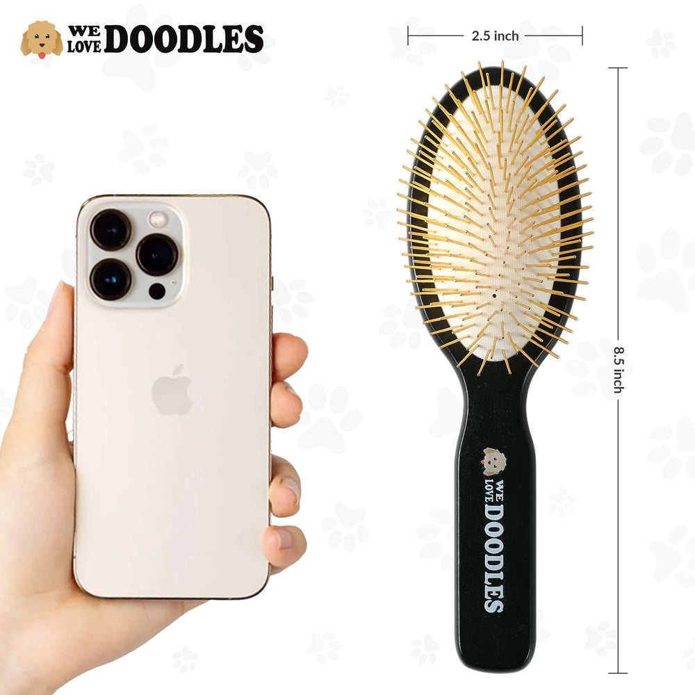 We Love Doodles Pin Brush For Dogs, Pet Grooming Detangler Pin Dog Brush, Dog Brush For Shedding & Loose Fur, Gold Pins Long Haired Pets - USA MEGA SHOP
